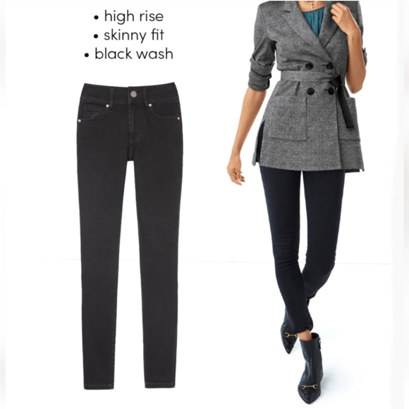CAbi Cinch Skinny Jeans High Rise Stretch Zip Fly #3748 Black 30" Inseam size 12 - Picture 1 of 11